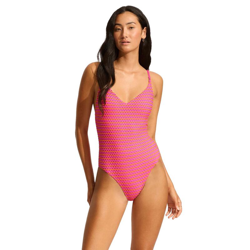 Seafolly Mesh Effect V Neck One Piece image number 0